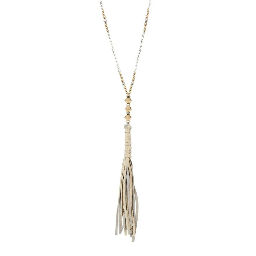 Lucky Brand Leather Tassel Pendant Necklace